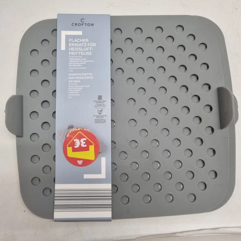 CROFTON Wkład Silikonowy do Frytkownicy Air Fryer 19x19 cm 2 szt. Szary
