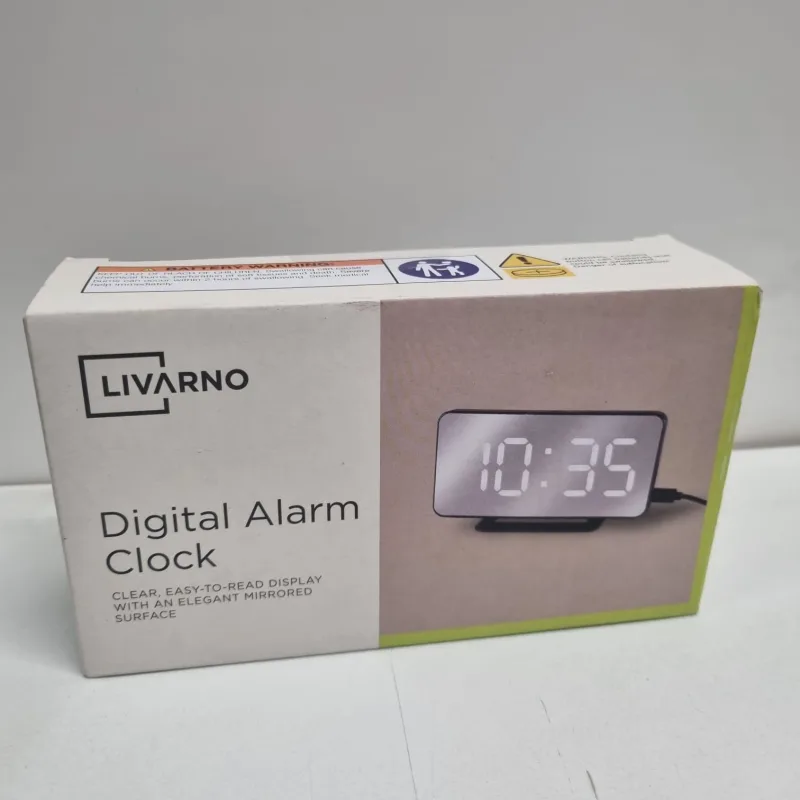 LIVARNO Budzik Cyfrowy LED Lustrzany z Termometrem USB-C 2 Alarmy